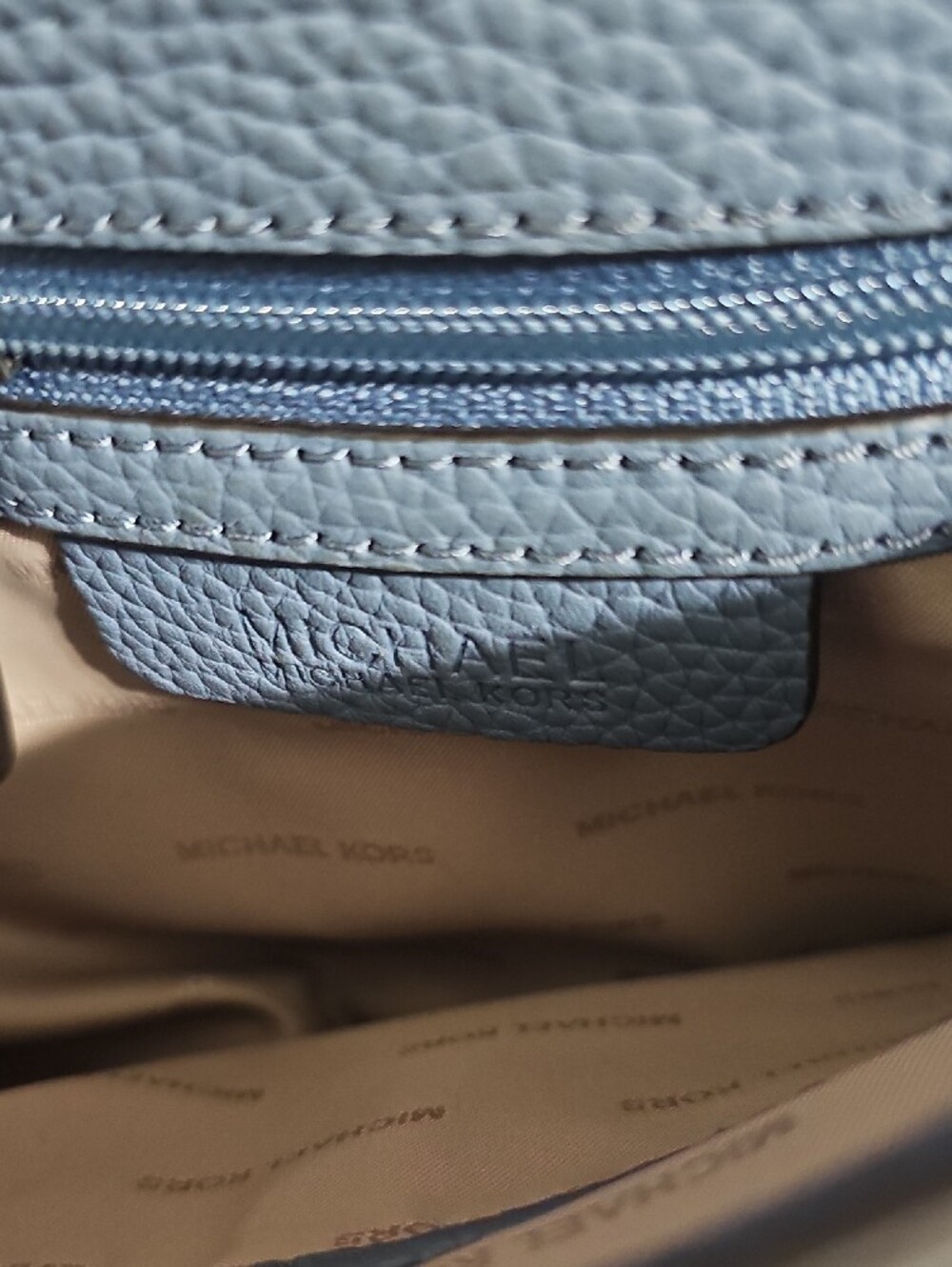 Michael Kors Powder Blue Pebbled Leather Crossbody with Buckle - Picture 5 of 7